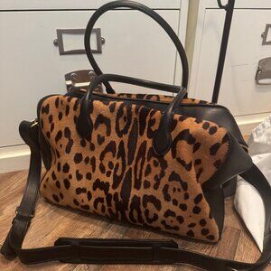 Balmain Pony Hair Leather Trimmed Crossbody Handbag